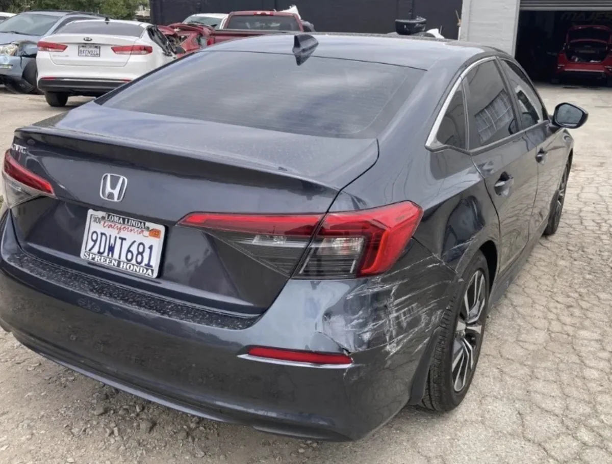 Before - auto body repair on Rear Quarter Repair - Honda Civic at Focus On Cars body shop, San Bernardino CA